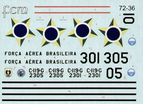 FCM FCM72036 1:72 Fairchild C-119G Boxcar Brazilian Air Force