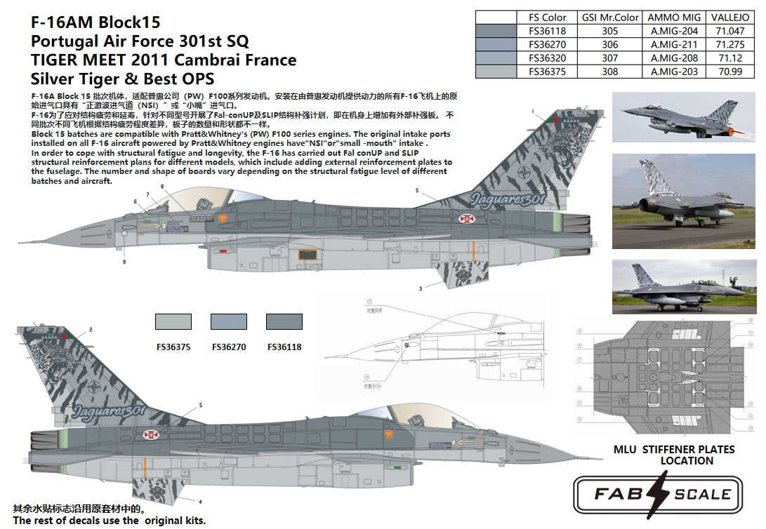 FabScale FD48059 F-16AM Portugal AF Tiger Meet 2011 1:48