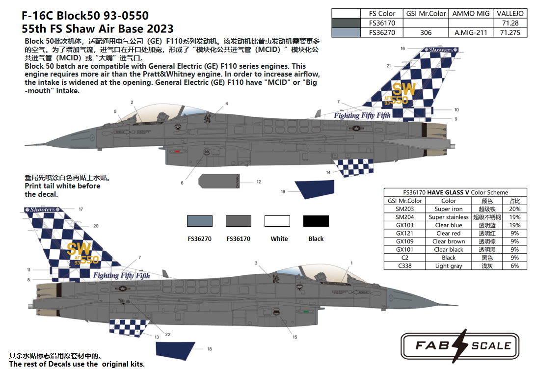 FabScale FD72010 F-16C Block 50 55th FS Shaw AB 2023 1:72