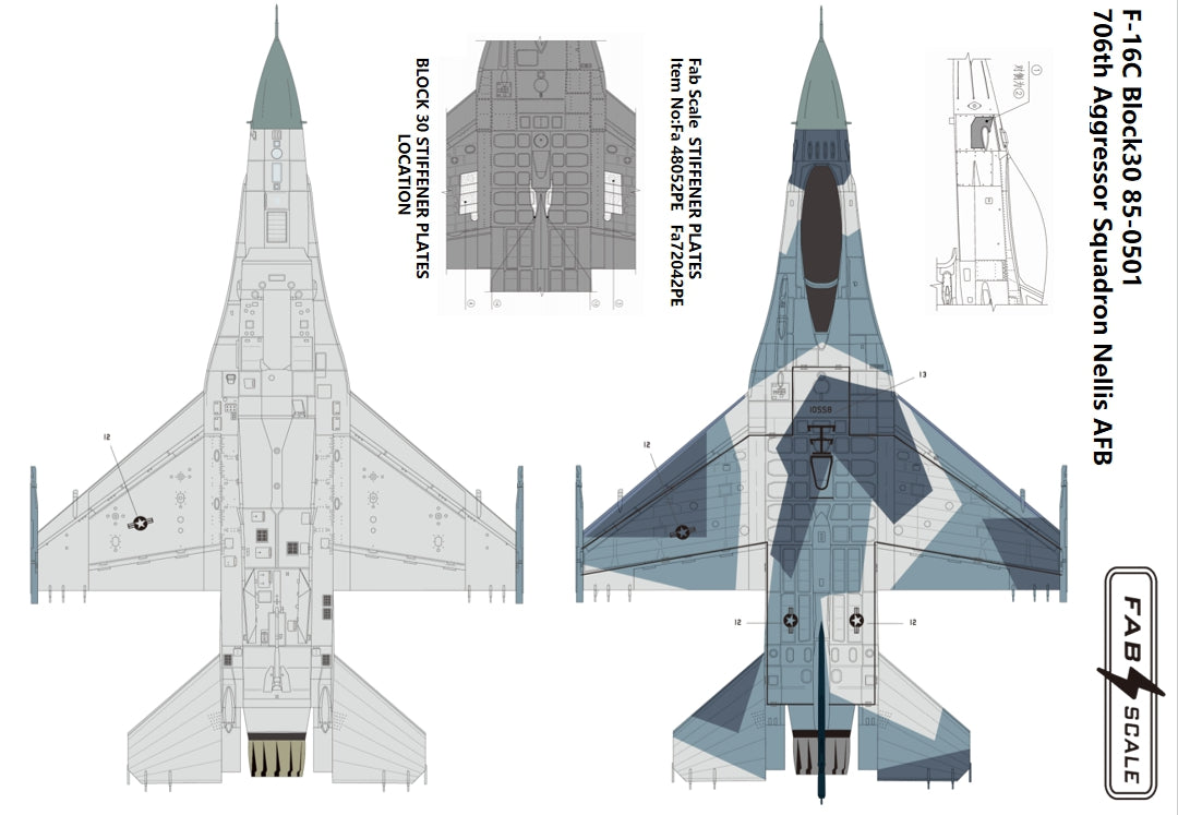 FabScale FD72049 F-16C Block 30 706th Aggressor 2023 (PE/3D) 1:72