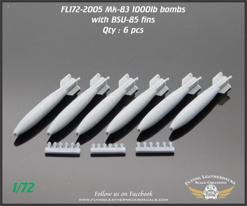 Flying Leathernecks FL172-2005 1:72 Mk-83 1000lb bomb with BSU-85 fin