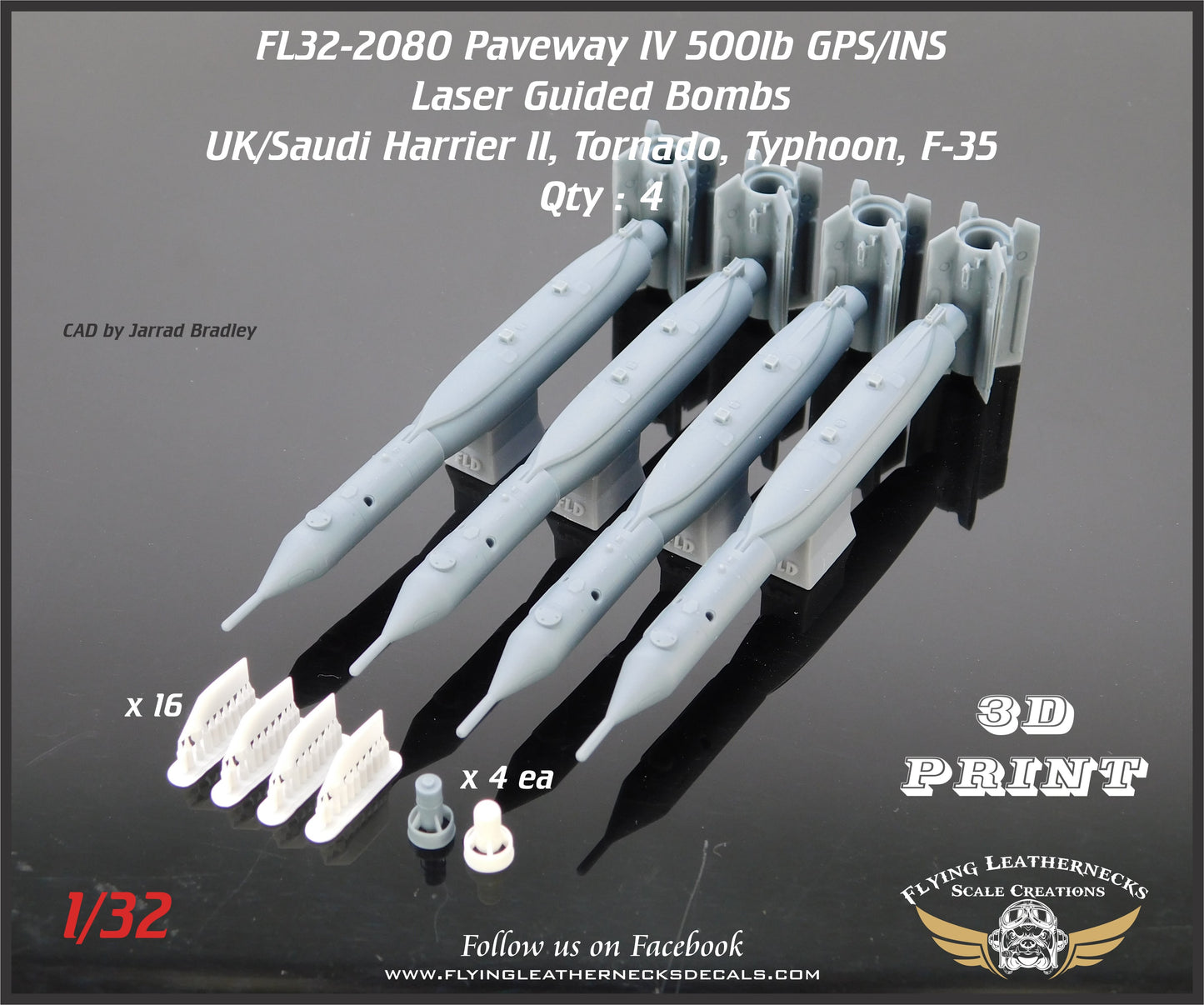 Flying Leathernecks FL32-2080 1:32 Paveway IV 500lb GPS/INS Laser Guided Bomb