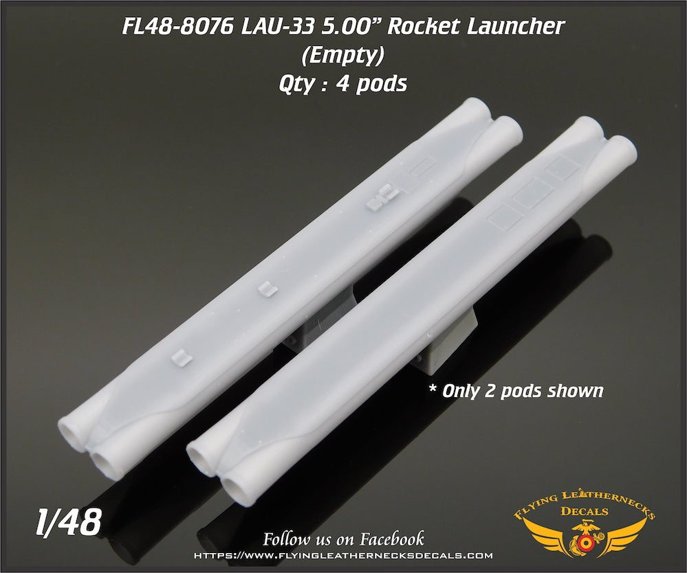 Flying Leathernecks FL48-8076 1:48 LAU-33 5.00" empty rocket launchers x 4 3D