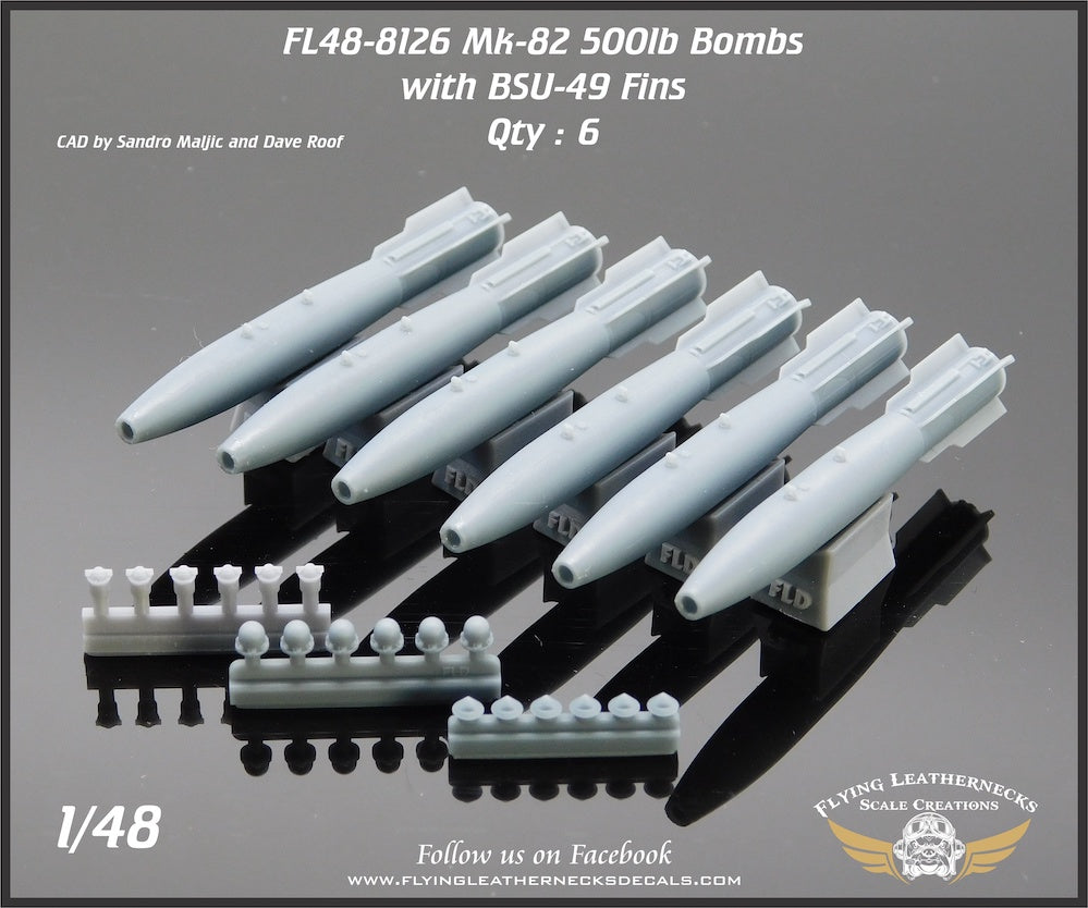 Flying Leathernecks FL48-8126 1:48 Mk-82 500lb Bombs with BSU-49 Fins