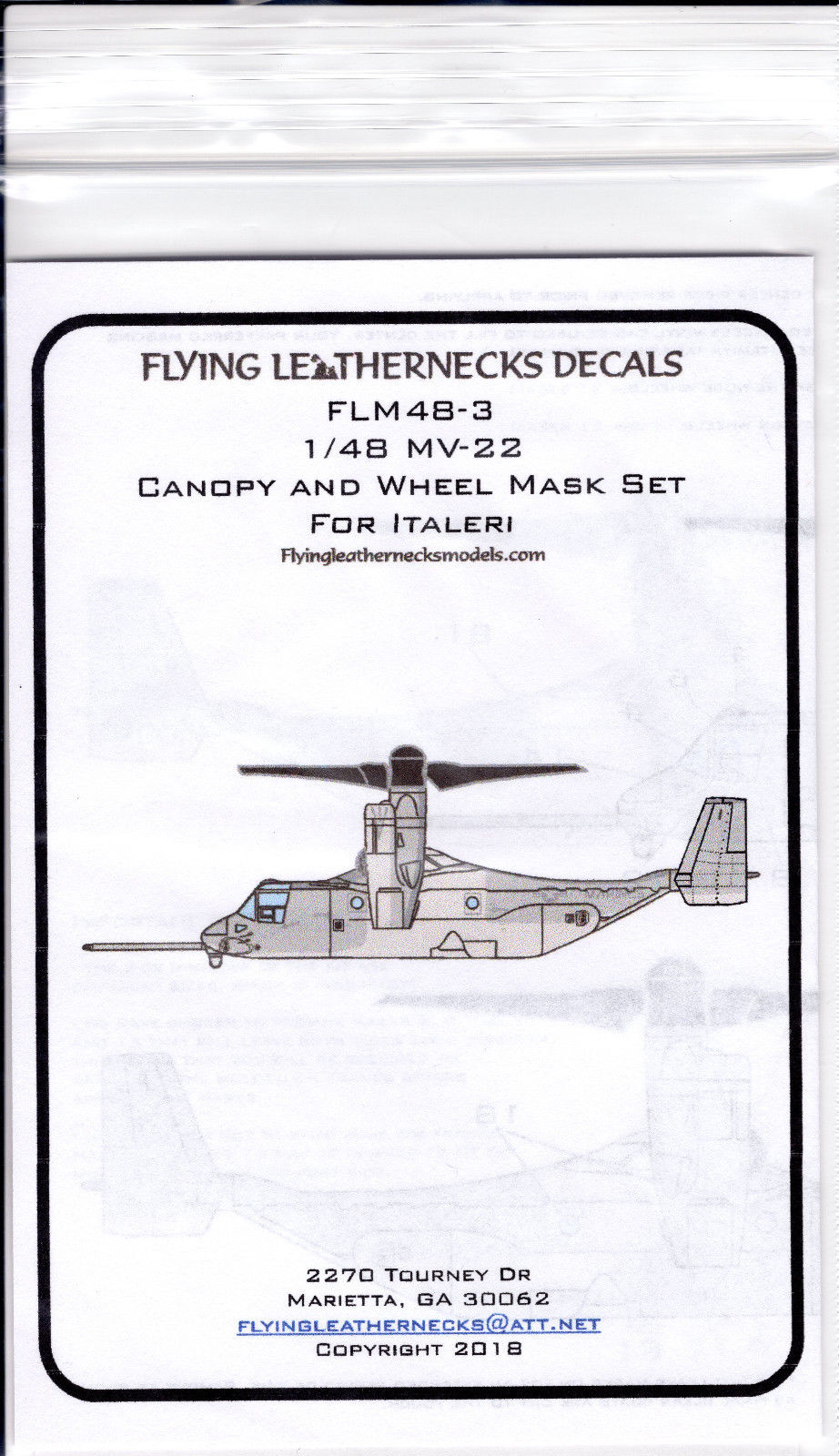 Flying Leathernecks FLM48-3 1:48 Bell-MV-22 Osprey Canopy & Wheel Mask Set