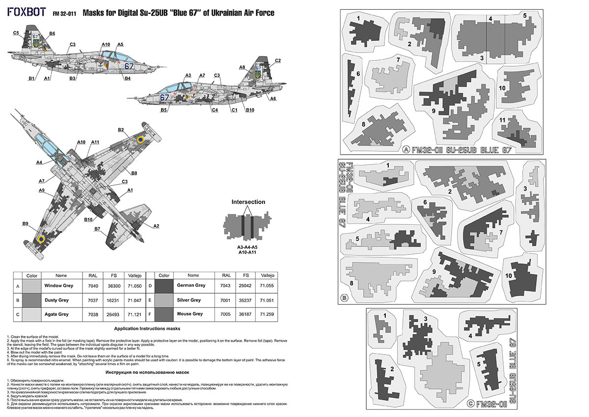 Foxbot FM32011 Su-25UB Blue 67 Ukrainian AF Digital Masks 1:32
