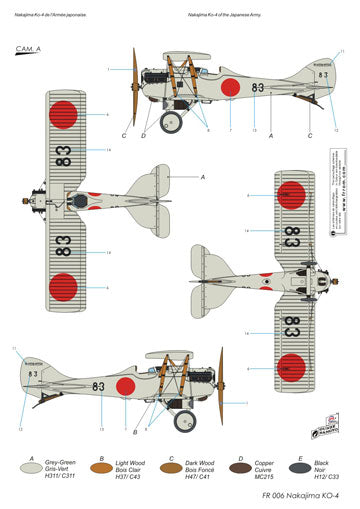 Frrom-Azur FR0006 1:72 Nakajima KO-4: 3 x Japanese and 1 Siamese decal