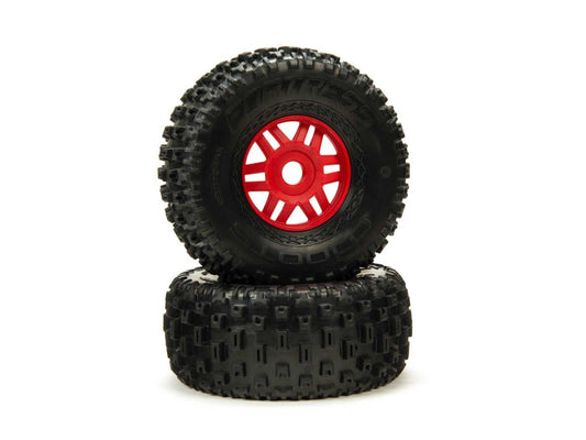 Arrma DBOOTS 'Fortress' Tire Set Glued (Red) (2pcs) ARA550065