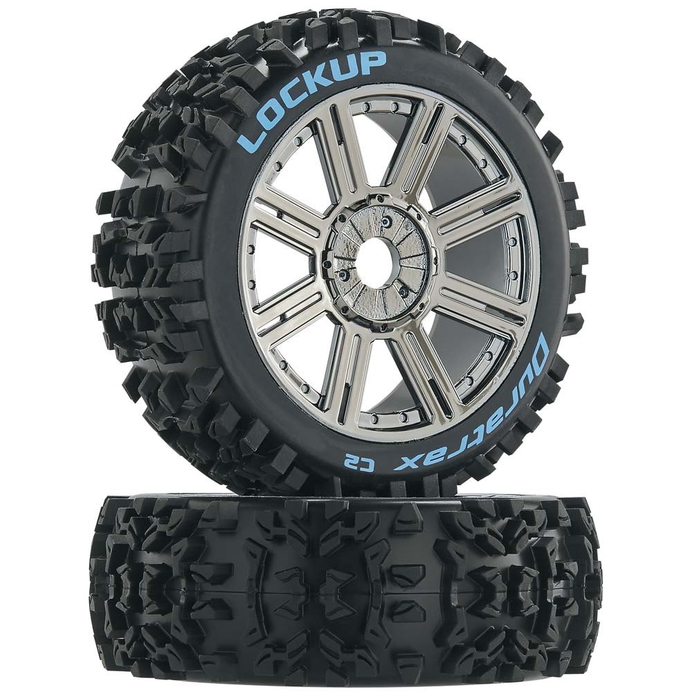 Duratrax Lockup Buggy Tire C2 Mounted Spoke Black Chrome (2) DTXC3617