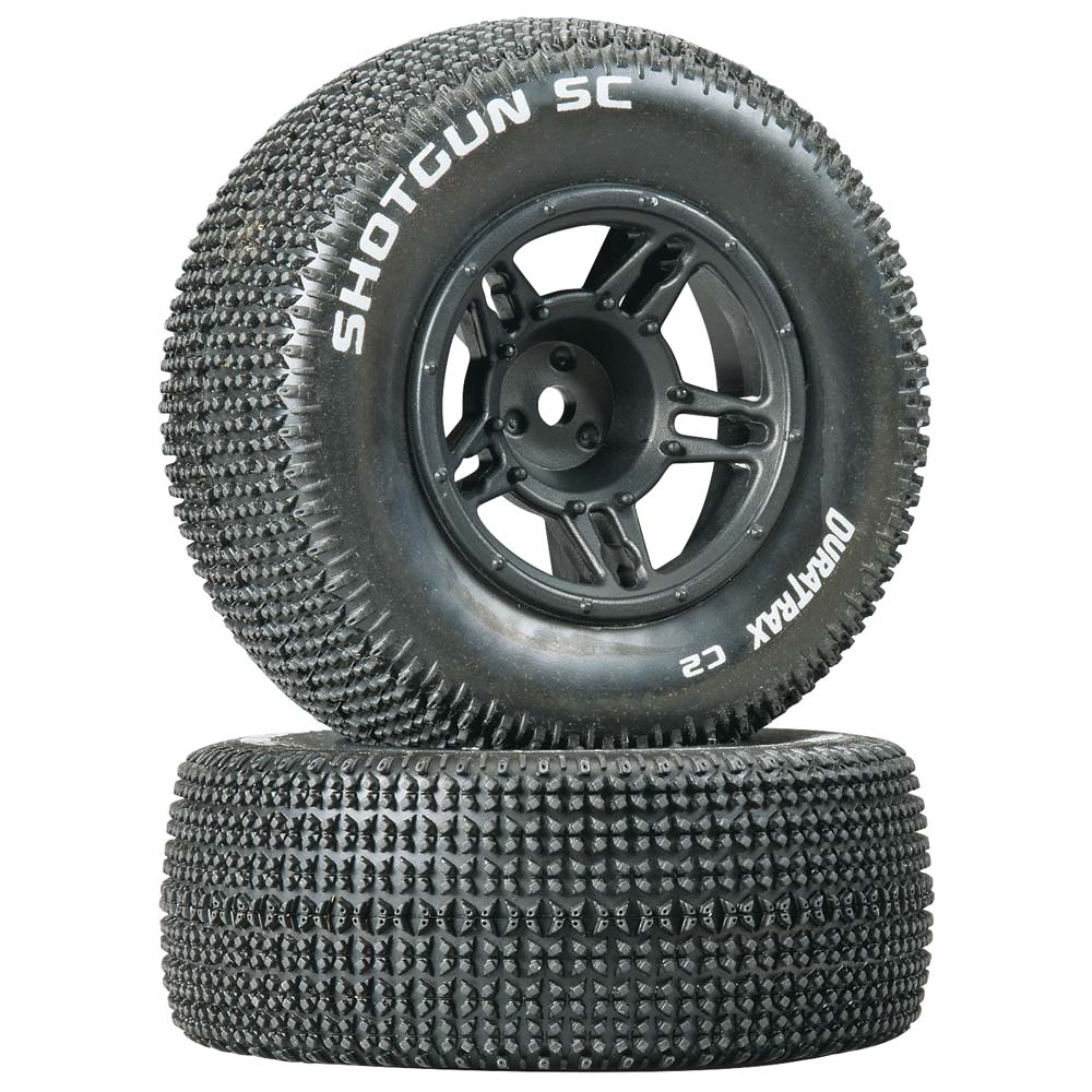 Duratrax Shotgun SC Tire C2 Mntd Black Slash Front (2) DTXC3686