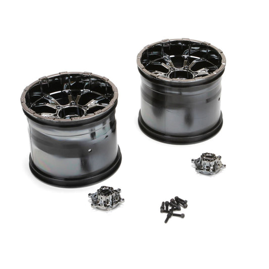 Losi 420S Force Wheel w/cap, Blk Chrome (2): LST LOS44000