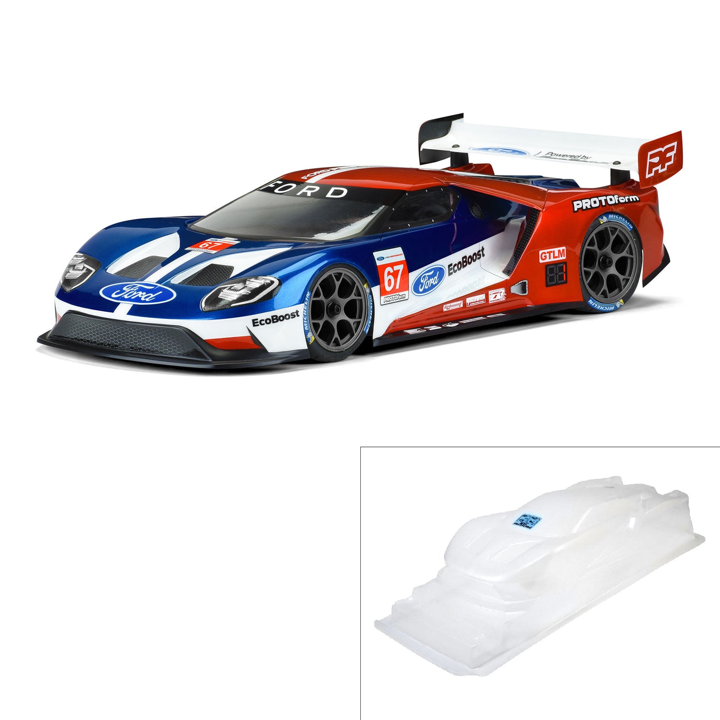 Protoform 1:10 Ford GT LW Clear Body: 190mm Touring Car with LP shock PRM1550-25