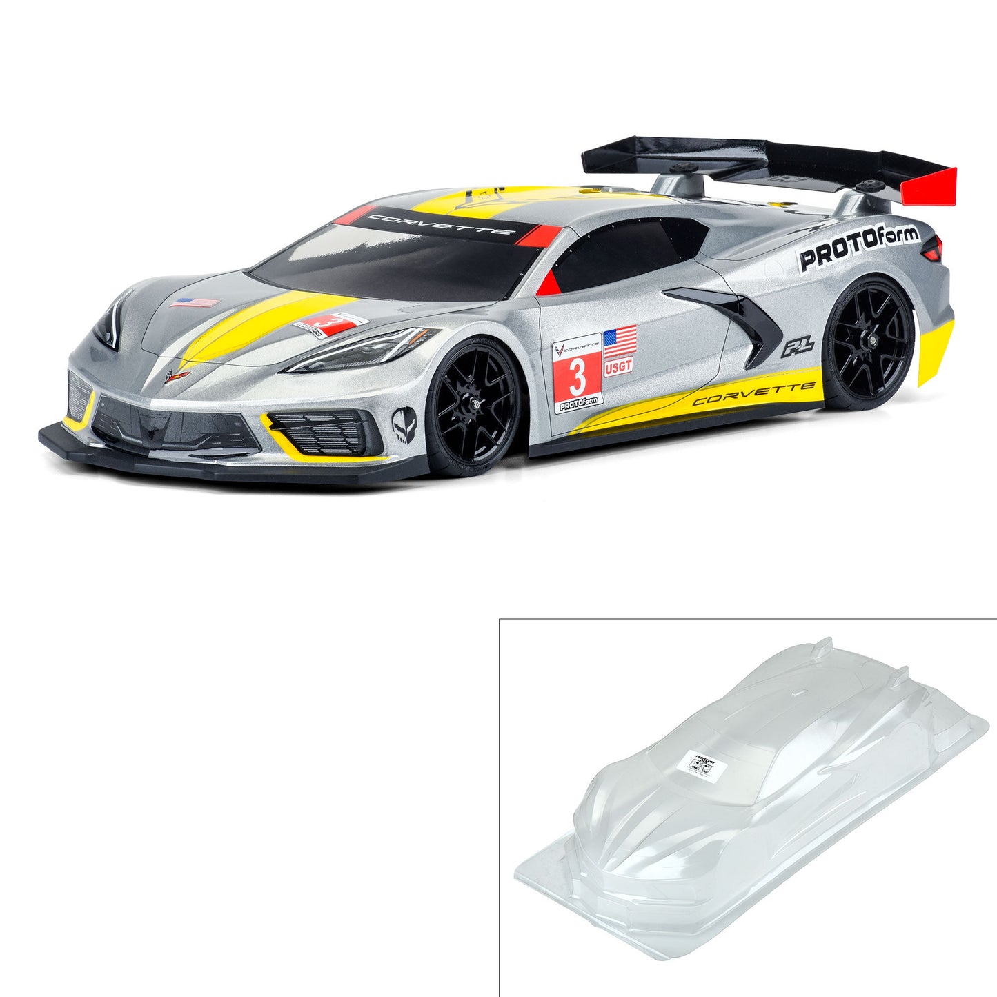 Protoform 1:10 Chevrolet Corvette C8 Clear Body: 190mm Touring Car PRM1574-25