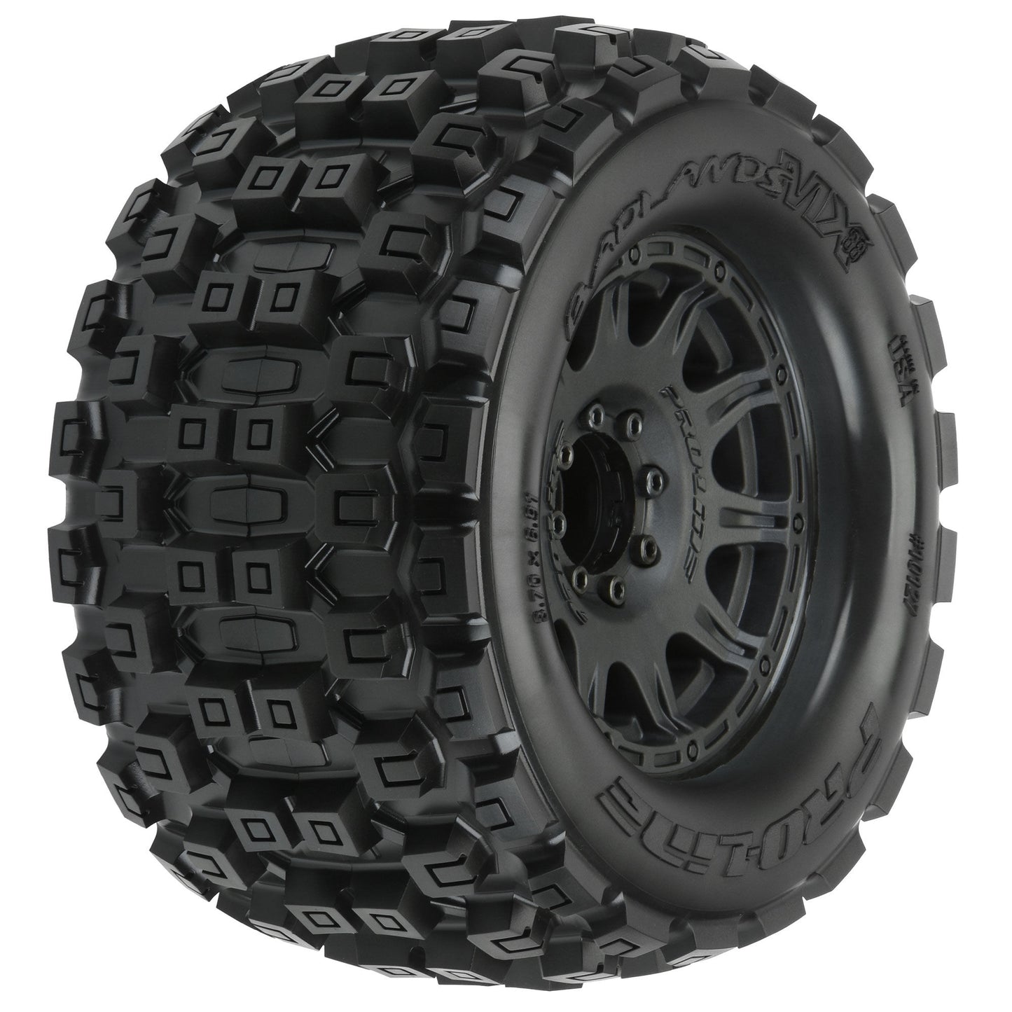 Pro-Line 1:8 Badlands MX38 F/R 3.8" MT Tires Mounted 17mm Blk Raid (2 PRO10127-10