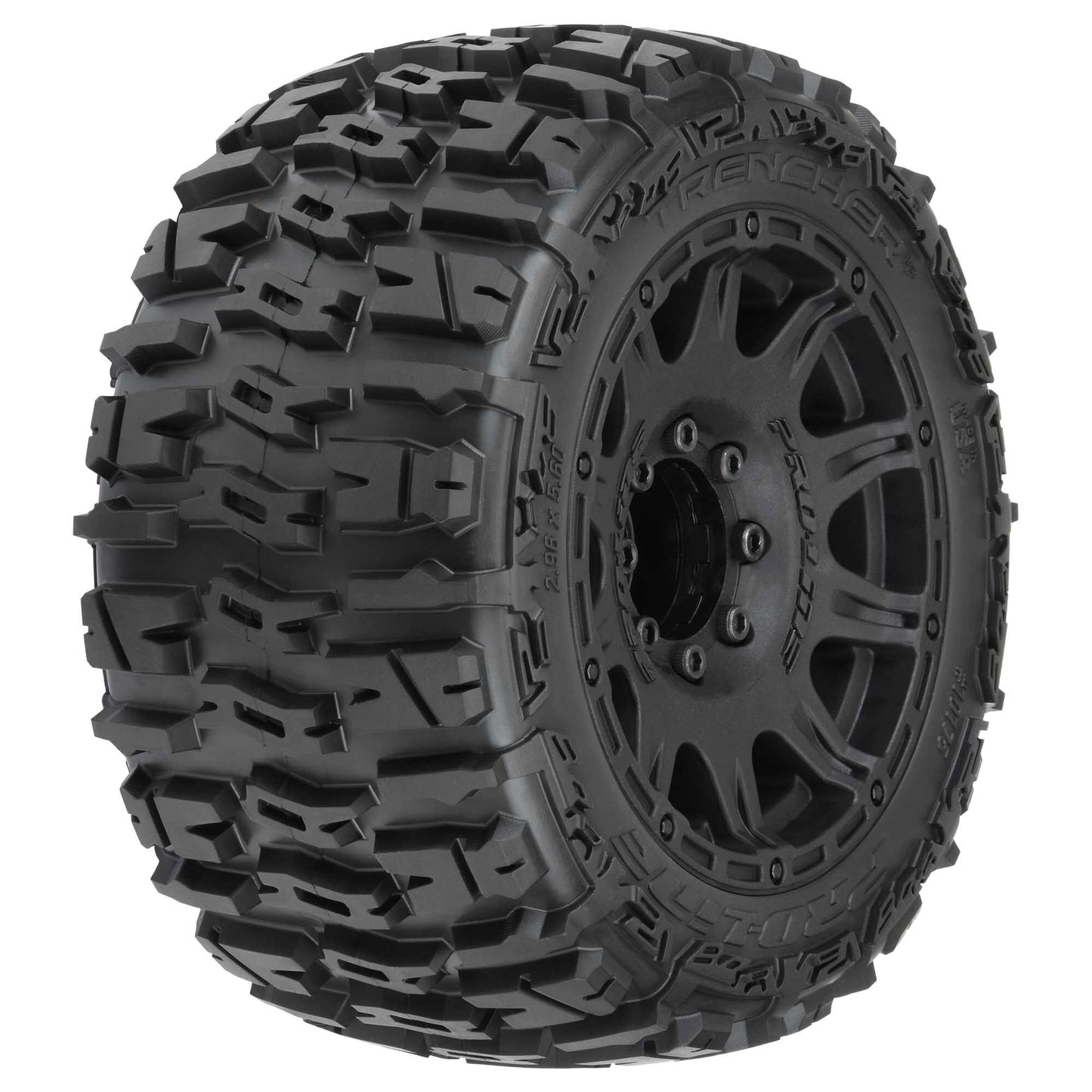 Pro-Line 1:8 Trencher LP F/R 3.8" MT Tires Mounted 17mm Blk Raid (2) PRO10175-10