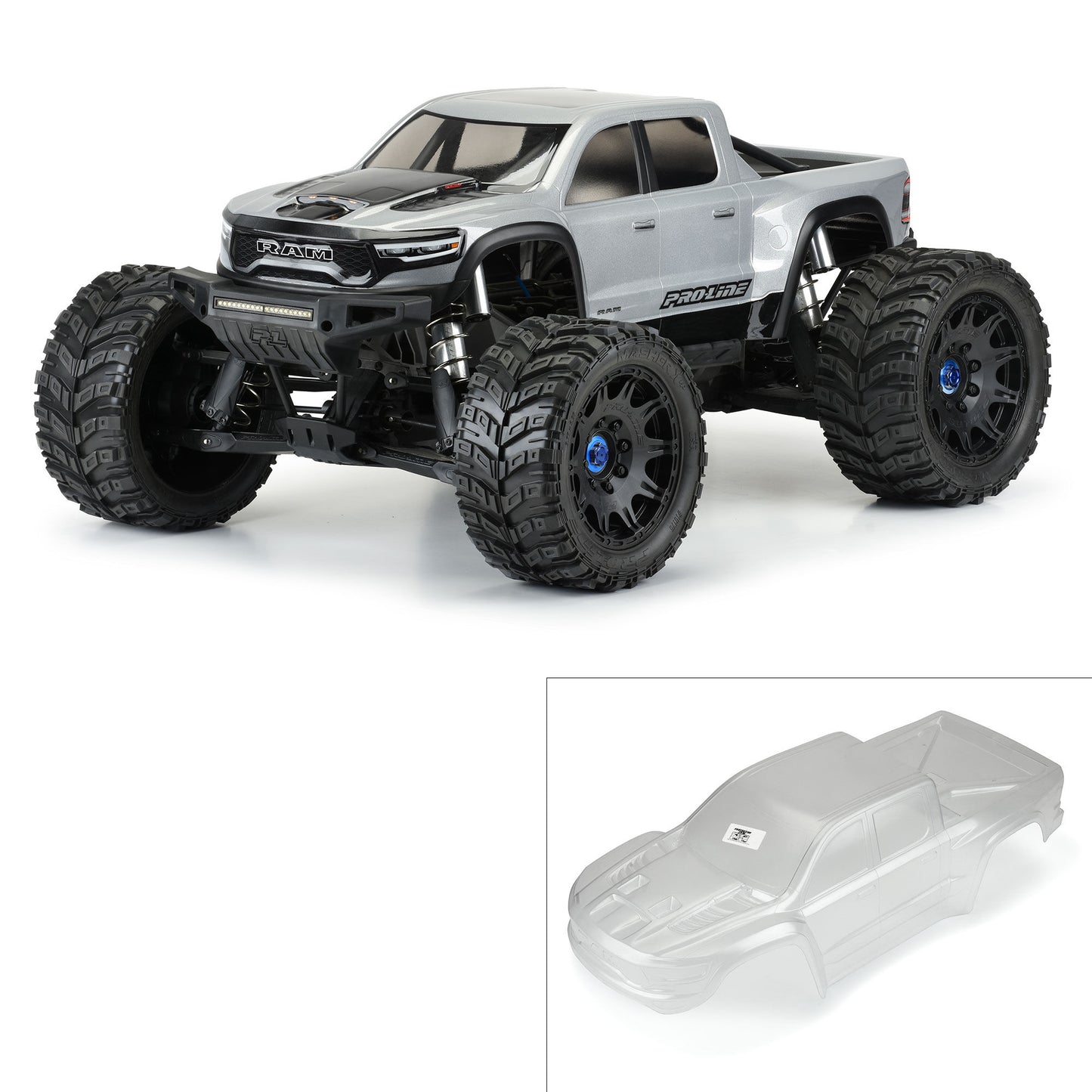 Pro-Line 1:5 Pre-Cut 2021 Ram 1500 Clear Body: X-MAXX PRO3574-17