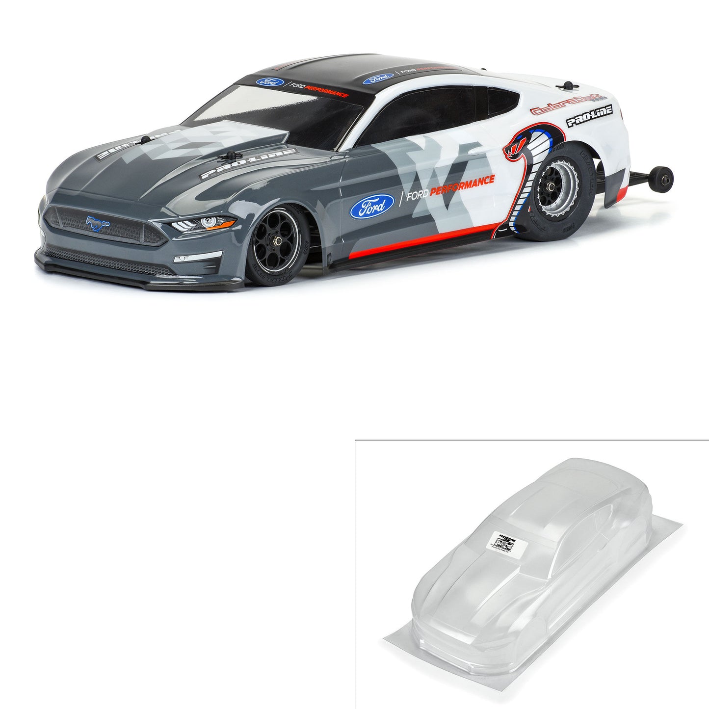 Pro-Line 1:16 2021 Ford Mustang Cobra Jet Clear Body: Losi Mini Drag PRO3605-00