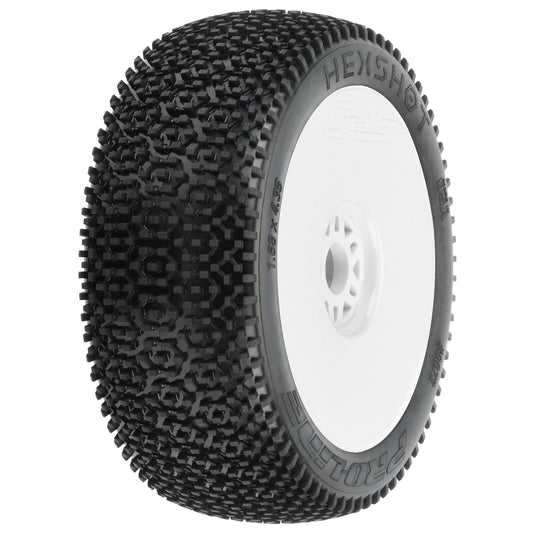 Pro-Line 1:8 Hex Shot S3 Front/Rear Buggy Tires Mounted 17mm White (2 PRO9073-233
