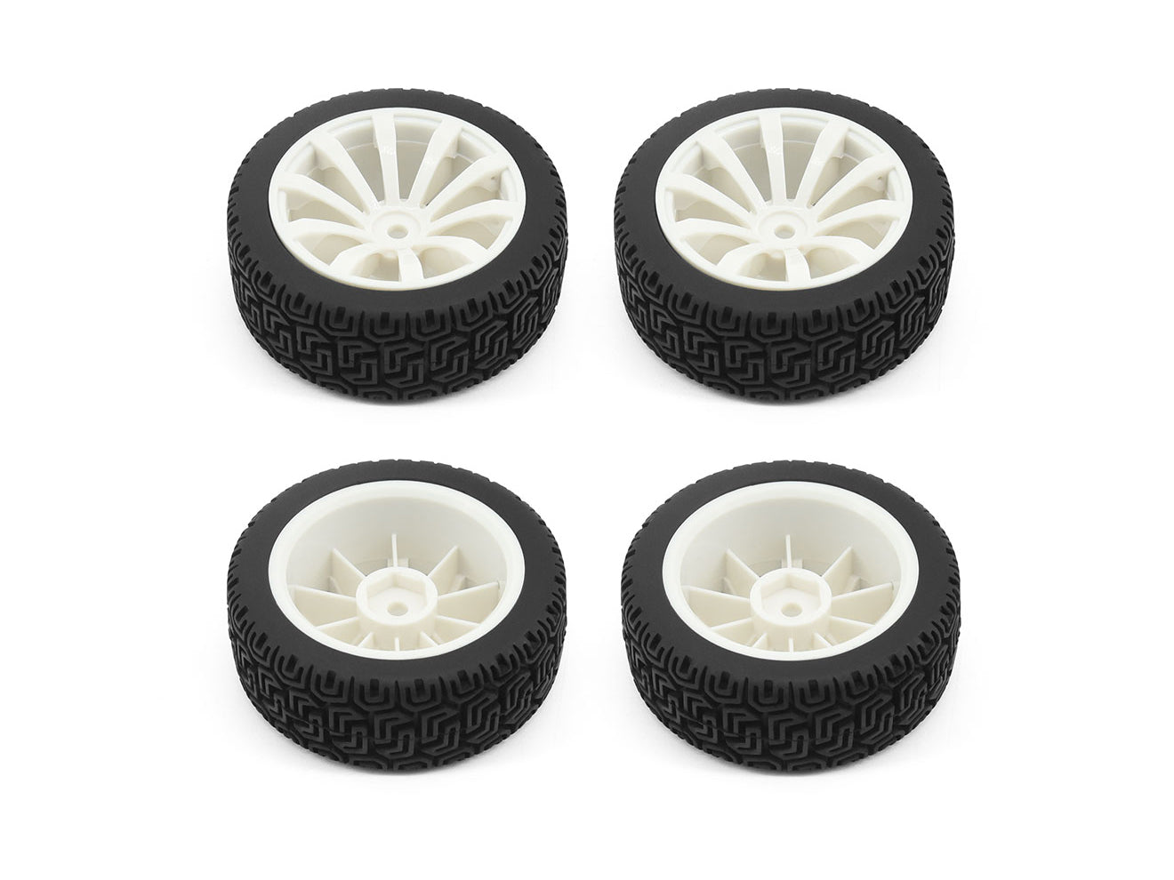 RC Overhaul 1/10 Rally Block/10 Spoke Wheel Set White (4pcs) UN10