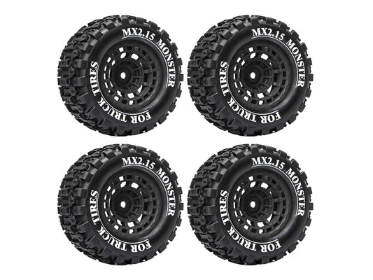 RC Overhaul MT Wheel & Tyre, Mini Maxx/XRT, Mini LMT Pk4 1:16 RCO-UN13BK