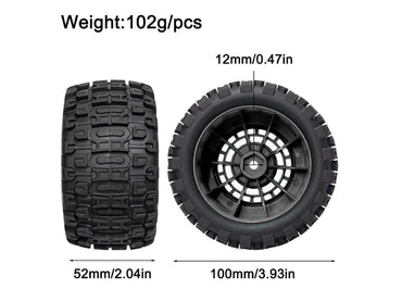 RC Overhaul MT Wheel & Tyre, Mini Maxx/XRT, Mini LMT Pk4 1:16 RCO-UN13BK