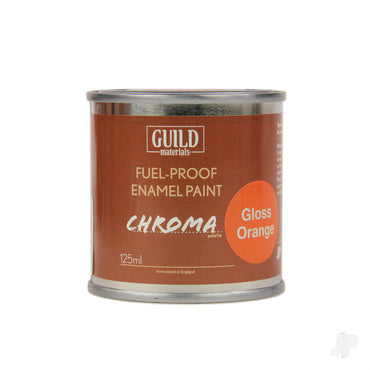 Guild Lane Chroma Enamel Fuelproof Paint Gloss Orange (125ml Tin) CHR6206