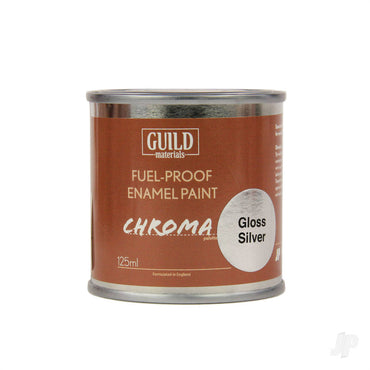 Guild Lane Chroma Enamel Fuelproof Paint Gloss Silver (125ml Tin) CHR6207