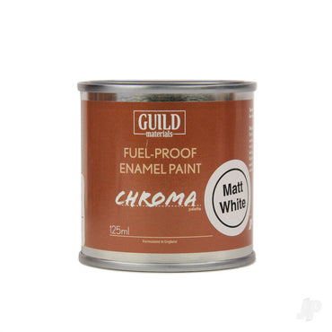 Guild Lane Chroma Enamel Fuelproof Paint Matt White (125ml Tin) CHR6300