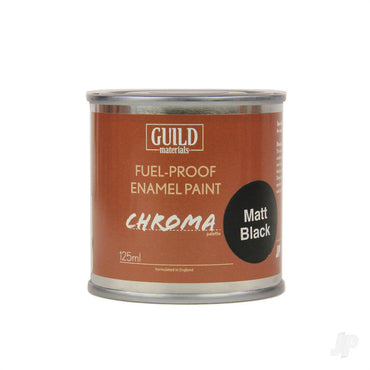 Guild Lane Chroma Enamel Fuelproof Paint Matt Black (125ml Tin) CHR6303