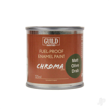 Guild Lane Chroma Enamel Fuelproof Paint Matt Olive Drab (125ml Tin) CHR6315