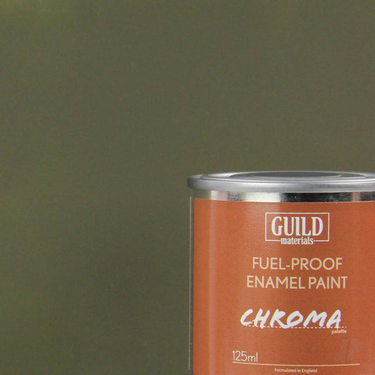 Guild Lane Chroma Enamel Fuelproof Paint Matt Olive Drab (125ml Tin) CHR6315