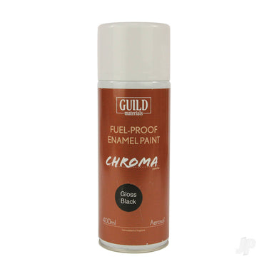 Guild Lane Chroma Enamel Fuelproof Paint Gloss Black (400ml Aerosol) CHR6403