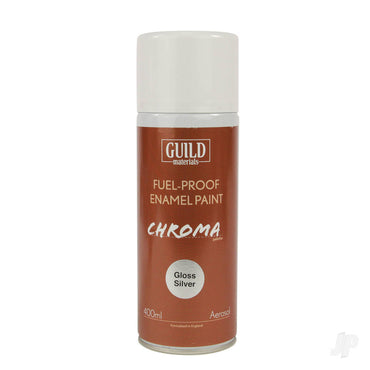 Guild Lane Chroma Enamel Fuelproof Paint Gloss Silver (400ml Aerosol) CHR6407