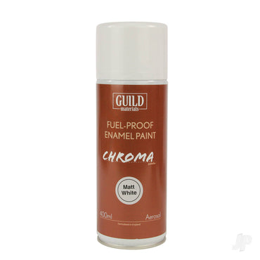 Guild Lane Chroma Enamel Fuelproof Paint Matt White (400ml Aerosol) CHR6500