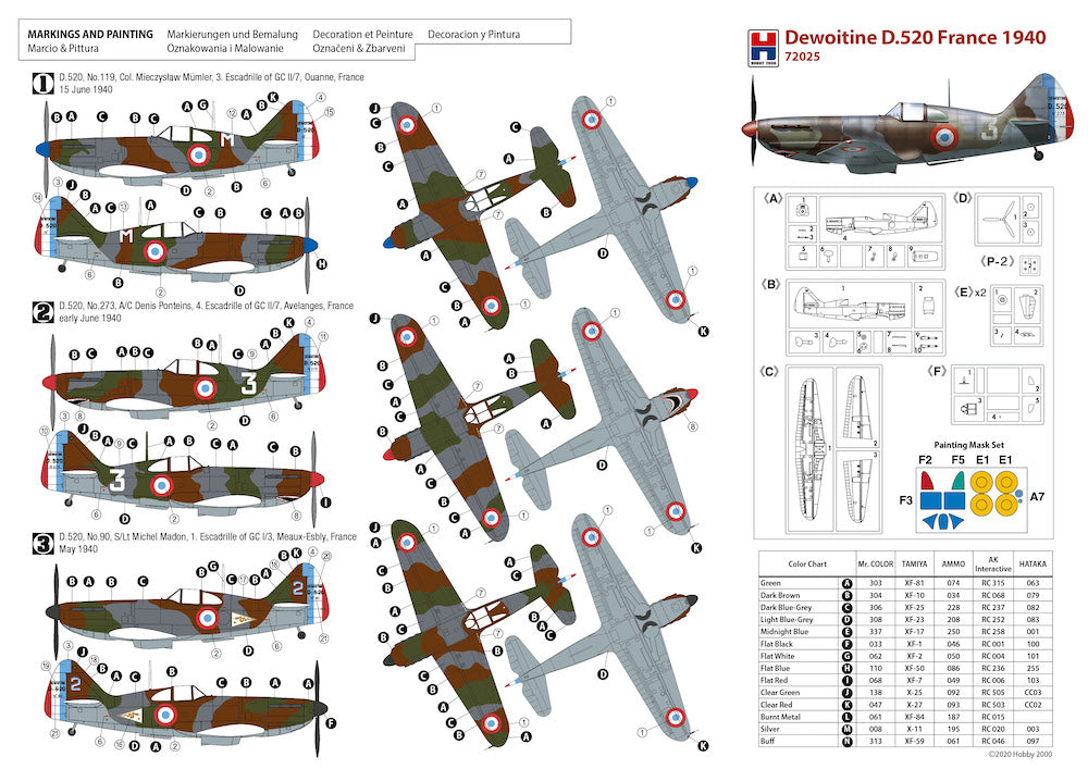 Hobby 2000 H2K72025 1:72 Dewoitine D.520 France 1940