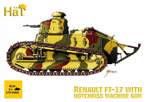 HAT Industrie HAT8114 1:72 2 x Renault FT-17 with Hotchkiss machine gun WWI