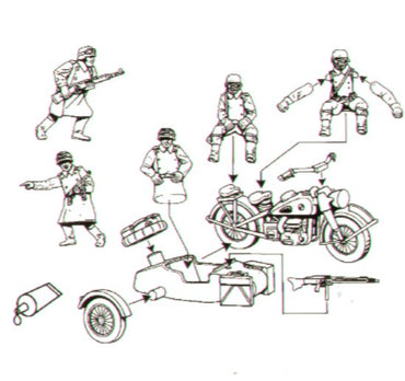 HAT Industrie HAT8126 1:72 German Motorcycles with side cars