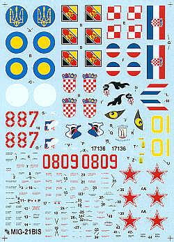 Hi Decal HD48001 1:48 Mikoyan MiG-21 bis Fishbed L/N