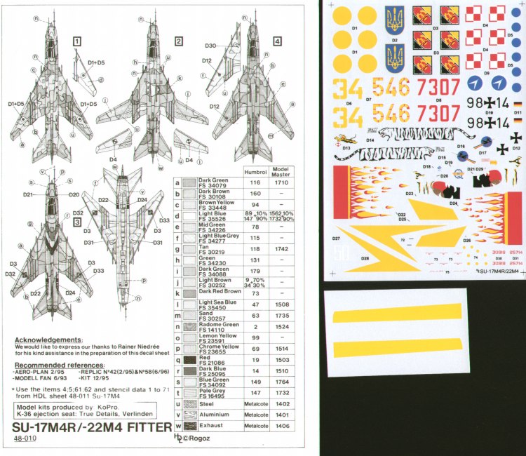 Hi Decal HD48010 1:48 Sukhoi Su-17/Sukhoi Su-22M4 Fitter K