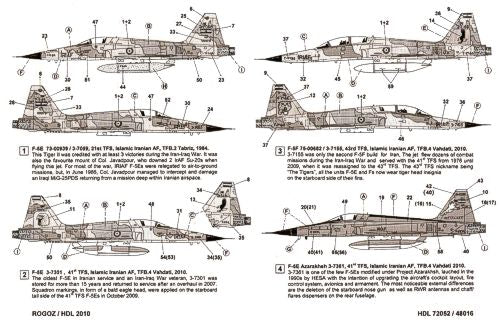 Hi Decal HD72052 1:72 Northrop F-5E Tiger II Islamic Iranian Air Force