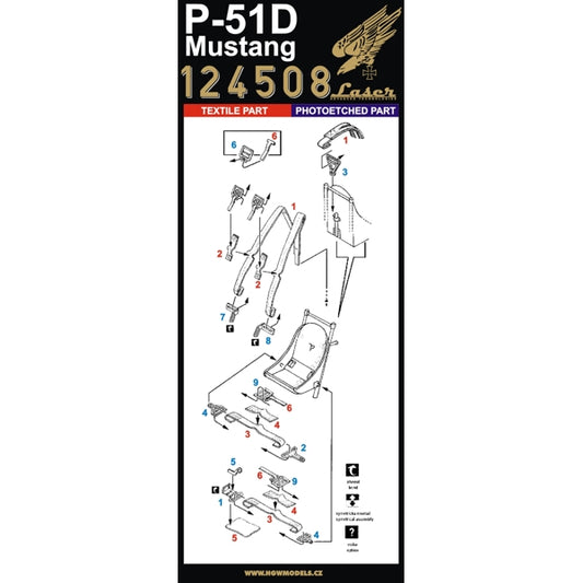 HGW HGW124508 1:24 North-American P-51D Mustang seatbelts