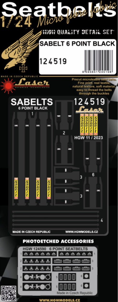 HGW HGW124519 1:24 Sabelt 6 Point Black pre-cut