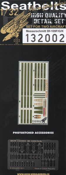 HGW HGW132002 1:32 Messerschmitt Bf-109F/Bf-109G/Bf-109K seatbelts
