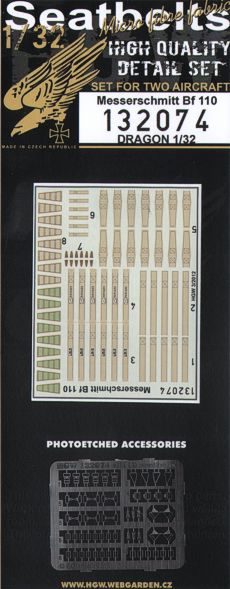 HGW HGW132074 1:32 Messerschmitt Bf-110D seatbelts
