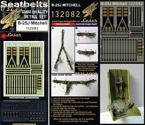 HGW HGW132082 1:32 North-American B-25J Mitchell seatbelts