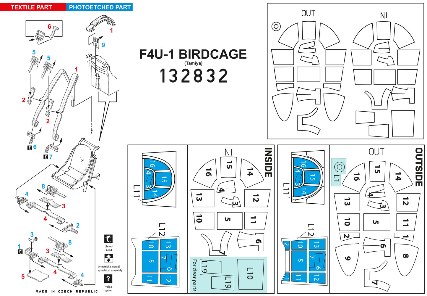 HGW 132832 F4U-1 Corsair Birdcage Seatbelts & Masks 1:32