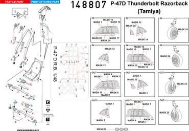 HGW 148807 P-47D Razorback Seatbelts & Canopy Masks 1:48