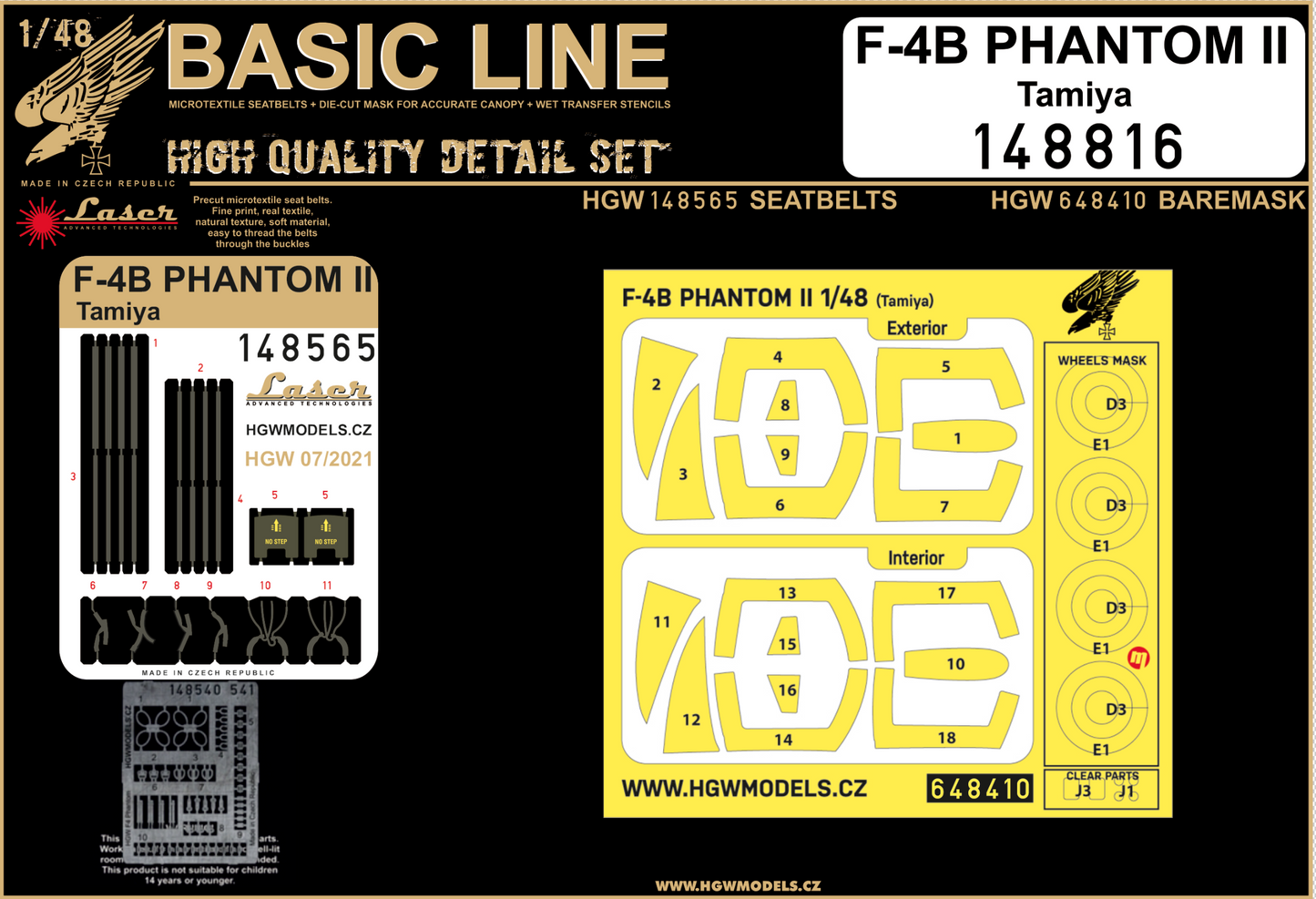 HGW 148816 McDonnell F-4B Phantom II Seatbelts & Masks 1:48
