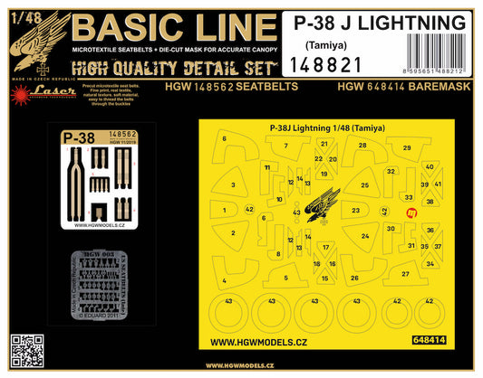HGW 148821 Lockheed P-38J Lightning Seatbelts & Masks 1:48