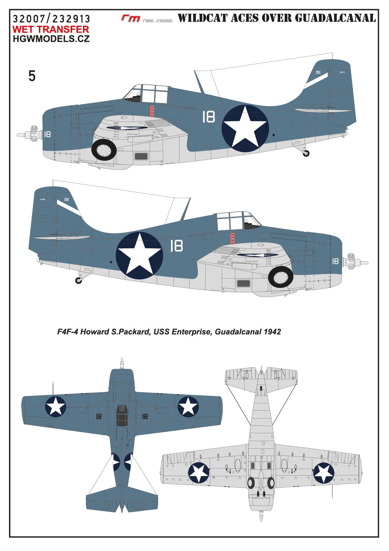 HGW HGW232913 1:32 Grumman F4F-3/F3F-4 Wilcat ACES over Guadalcanal